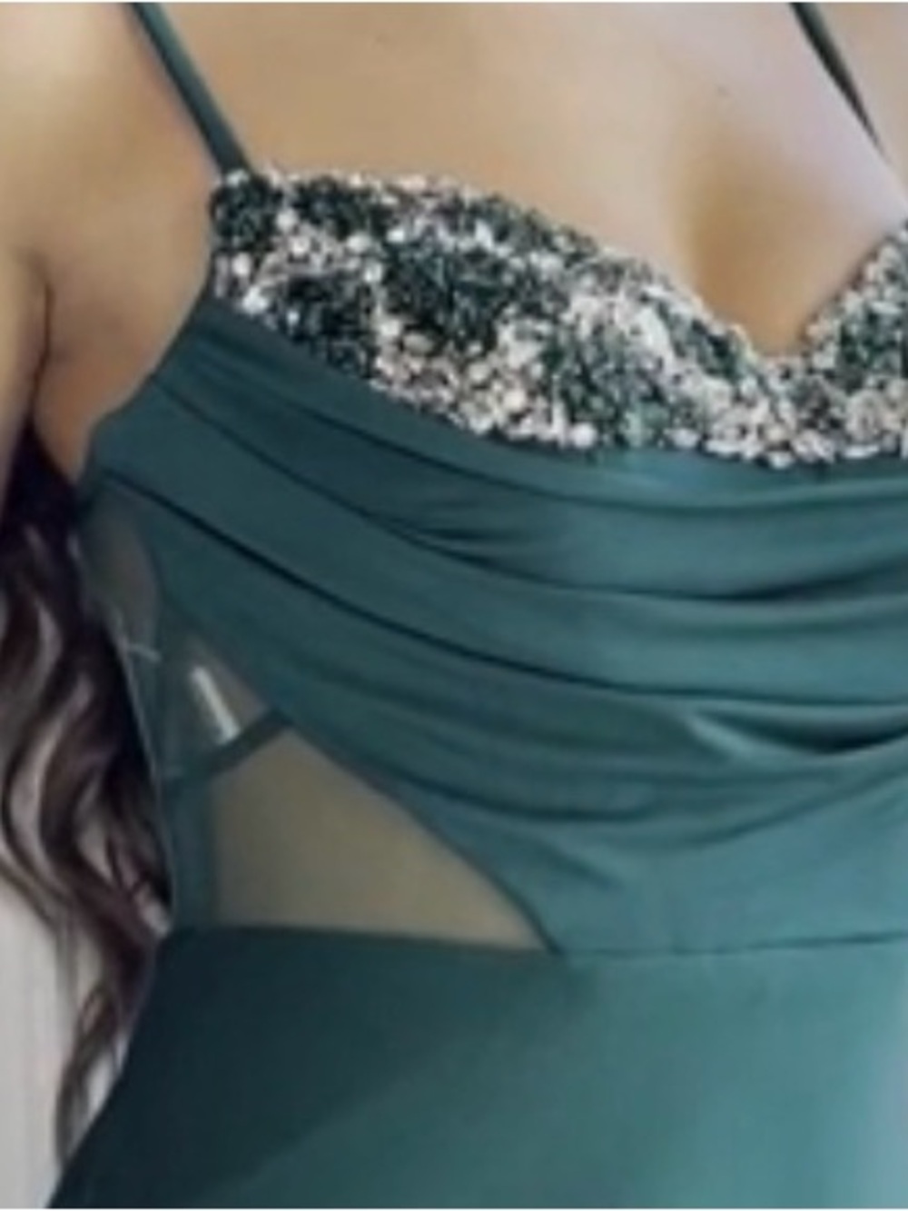 Portia and Scarlett Teal Beaded Sweetheart Prom Dress